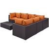 Modway Convene 7 Piece Outdoor Patio Sectional Set EEI-2168-EXP-ORA-SET Expresso Orange