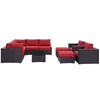 Modway Convene 10 Piece Outdoor Patio Sectional Set EEI-2169-EXP-RED-SET Espresso Red