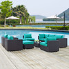 Modway Convene 10 Piece Outdoor Patio Sectional Set EEI-2169-EXP-TRQ-SET Espresso Turquoise