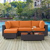 Modway Convene 5 Piece Outdoor Patio Sectional Set EEI-2172-EXP-ORA-SET Espresso Orange