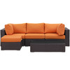 Modway Convene 5 Piece Outdoor Patio Sectional Set EEI-2172-EXP-ORA-SET Espresso Orange