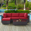 Modway Convene 5 Piece Outdoor Patio Sectional Set EEI-2172-EXP-RED-SET Espresso Red