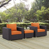 Modway Convene 3 Piece Outdoor Patio Sofa Set EEI-2174-EXP-ORA-SET Espresso Orange