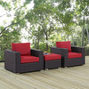 Modway Convene 3 Piece Outdoor Patio Sofa Set EEI-2174-EXP-RED-SET Espresso Red