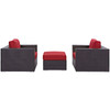 Modway Convene 3 Piece Outdoor Patio Sofa Set EEI-2174-EXP-RED-SET Espresso Red