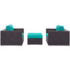 Modway Convene 3 Piece Outdoor Patio Sofa Set EEI-2174-EXP-TRQ-SET Espresso Turquoise