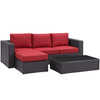 Modway Convene 3 Piece Outdoor Patio Sofa Set EEI-2178-EXP-RED-SET Espresso Red