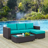 Modway Convene 3 Piece Outdoor Patio Sofa Set EEI-2178-EXP-TRQ-SET Espresso Turquoise