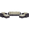 Modway Convene 7 Piece Outdoor Patio Sectional Set EEI-2200-EXP-BEI-SET Espresso Beige