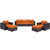 Modway Convene 7 Piece Outdoor Patio Sectional Set EEI-2200-EXP-ORA-SET Espresso Orange