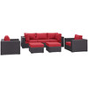 Modway Convene 7 Piece Outdoor Patio Sectional Set EEI-2200-EXP-RED-SET Espresso Red