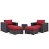 Modway Convene 5 Piece Outdoor Patio Sectional Set EEI-2201-EXP-RED-SET Espresso Red