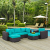 Modway Convene 6 Piece Outdoor Patio Sectional Set EEI-2207-EXP-TRQ-SET Espresso Turquoise