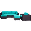 Modway Convene 6 Piece Outdoor Patio Sectional Set EEI-2207-EXP-TRQ-SET Espresso Turquoise