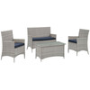 Modway Bridge 4 Piece Outdoor Patio Patio Conversation Set EEI-2212-LGR-NAV Light Gray Navy