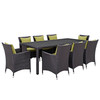 Modway Convene 9 Piece Outdoor Patio Dining Set EEI-2217-EXP-PER-SET Espresso Peridot