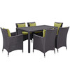 Modway Convene 7 Piece Outdoor Patio Dining Set EEI-2241-EXP-PER-SET Espresso Peridot