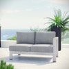 Modway Shore Right-Arm Corner Sectional Outdoor Patio Aluminum Loveseat EEI-2262-SLV-GRY Silver Gray