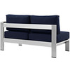 Modway Shore Right-Arm Corner Sectional Outdoor Patio Aluminum Loveseat EEI-2262-SLV-NAV Silver Navy