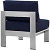 Modway Shore Armless Outdoor Patio Aluminum Chair EEI-2263-SLV-NAV Silver Navy
