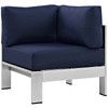 Modway Shore Outdoor Patio Aluminum Corner Sofa EEI-2264-SLV-NAV Silver Navy