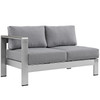 Modway Shore Left-Arm Corner Sectional Outdoor Patio Aluminum Loveseat EEI-2265-SLV-GRY Silver Gray