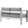 Modway Shore Left-Arm Corner Sectional Outdoor Patio Aluminum Loveseat EEI-2265-SLV-GRY Silver Gray