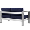 Modway Shore Left-Arm Corner Sectional Outdoor Patio Aluminum Loveseat EEI-2265-SLV-NAV Silver Navy