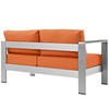 Modway Shore Left-Arm Corner Sectional Outdoor Patio Aluminum Loveseat EEI-2265-SLV-ORA Silver Orange