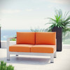 Modway Shore Left-Arm Corner Sectional Outdoor Patio Aluminum Loveseat EEI-2265-SLV-ORA Silver Orange