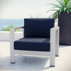 Modway Shore Outdoor Patio Aluminum Armchair EEI-2266-SLV-NAV Silver Navy