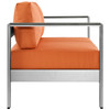 Modway Shore Outdoor Patio Aluminum Loveseat EEI-2267-SLV-ORA Silver Orange