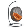 Modway Hide Outdoor Patio Swing Chair With Stand EEI-2273-GRY-ORA Gray Orange