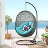 Modway Hide Outdoor Patio Swing Chair With Stand EEI-2273-GRY-TRQ Gray Turquoise