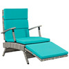Modway Envisage Chaise Outdoor Patio Wicker Rattan Lounge Chair EEI-2301-LGR-TRQ Light Gray Turquoise