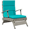 Modway Envisage Chaise Outdoor Patio Wicker Rattan Lounge Chair EEI-2301-LGR-TRQ Light Gray Turquoise