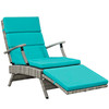 Modway Envisage Chaise Outdoor Patio Wicker Rattan Lounge Chair EEI-2301-LGR-TRQ Light Gray Turquoise