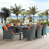 Modway Sojourn 9 Piece Outdoor Patio Sunbrella® Dining Set EEI-2309-CHC-TUS-SET Canvas Tuscan