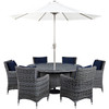 Modway Summon 8 Piece Outdoor Patio Sunbrella® Dining Set EEI-2329-GRY-NAV-SET Canvas Navy