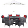 Modway Summon 8 Piece Outdoor Patio Sunbrella® Dining Set EEI-2329-GRY-RED-SET Canvas Red