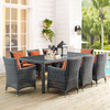 Modway Summon 9 Piece Outdoor Patio Sunbrella® Dining Set EEI-2331-GRY-TUS-SET Canvas Tuscan