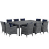 Modway Summon 11 Piece Outdoor Patio Sunbrella® Dining Set EEI-2333-GRY-NAV-SET Canvas Navy