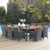 Modway Summon 11 Piece Outdoor Patio Sunbrella® Dining Set EEI-2333-GRY-TUS-SET Canvas Tuscan