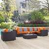 Modway Convene 7 Piece Outdoor Patio Sectional Set EEI-2350-EXP-ORA-SET Espresso Orange