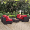 Modway Convene 5 Piece Outdoor Patio Sectional Set EEI-2356-EXP-RED-SET Espresso Red