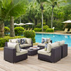 Modway Convene 7 Piece Outdoor Patio Sectional Set EEI-2357-EXP-BEI-SET Espresso Beige