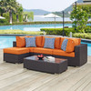 Modway Convene 5 Piece Outdoor Patio Sectional Set EEI-2362-EXP-ORA-SET Espresso Orange