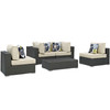 Modway Sojourn 5 Piece Outdoor Patio Sunbrella® Sectional Set EEI-2378-CHC-BEI-SET Canvas Antique Beige