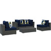 Modway Sojourn 5 Piece Outdoor Patio Sunbrella® Sectional Set EEI-2378-CHC-NAV-SET Canvas Navy