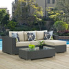 Modway Sojourn 3 Piece Outdoor Patio Sunbrella® Sectional Set EEI-2384-CHC-BEI-SET Canvas Antique Beige